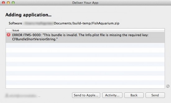 Apple error screenshot
